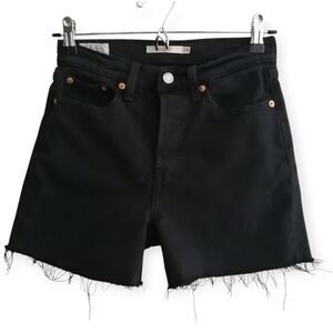 Levi's Wedgie Straight Premium Cut Off Denim Jean Shorts in Black Sprout 24
